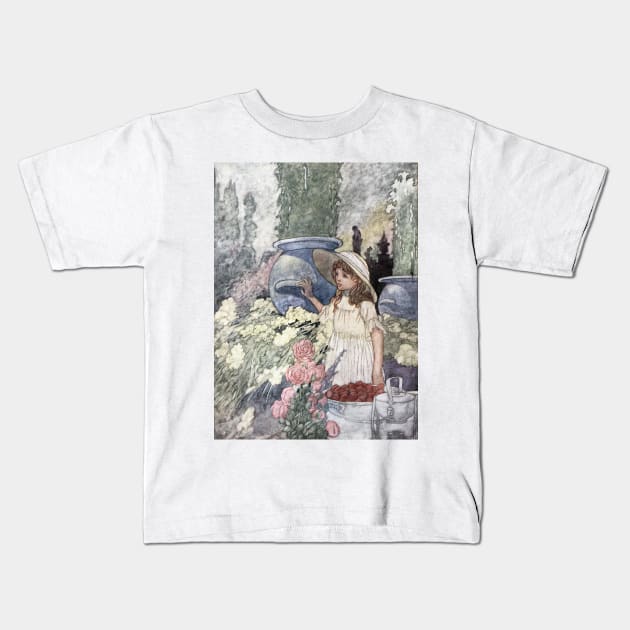 The Rich Man's Garden by Charles Robinson Kids T-Shirt by vintage-art